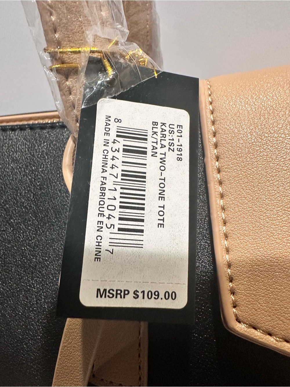bebe Black and Tan Two-Tone Tote - Picture 7 of 7
